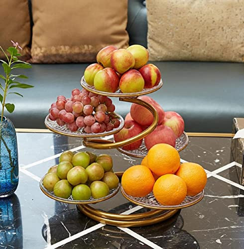 JUNYFFF Frutero De 5 Pisos, Cesta De Frutas De Metal, Fruteros De Cocina, 43X31cm,Amarillo