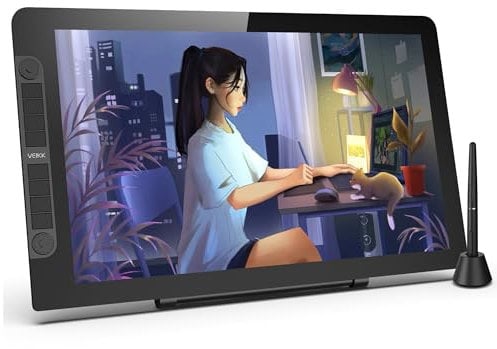 VEIKK Studio VK2200 Pro Grafiktablett mit Bildschirm, 21.5 Zoll FHD IPS Pen Display mit 8192 Passiv-Stift, 8 Schnelltasten und verstellbarem Ständer, Kompatibel mit Windows Mac, Linux