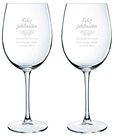 Copas de vino grabadas con el texto que tú quieras, copas de vino personalizadas son un regalo único y elegante para una Jubilación