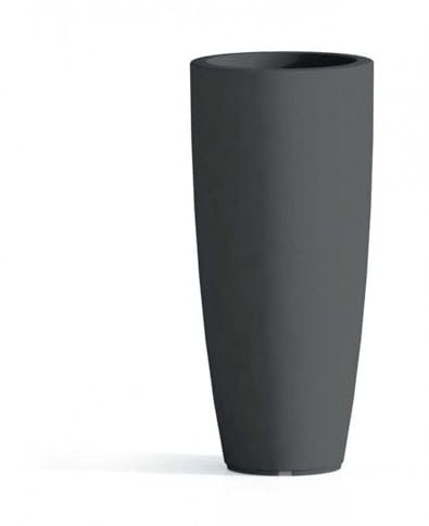 Decorspace Pot de fleurs rond et haut de couleur unie pour extérieur et intérieur « Made in Italy » (Ø 33 x H 70 cm, anthracite)