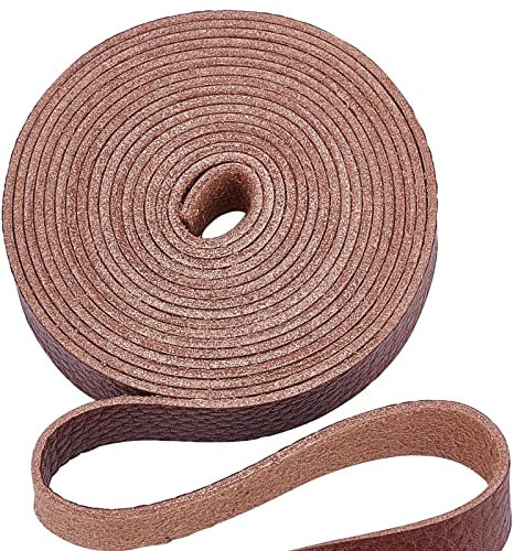 GORGECRAFT Brauner Lederriemenstreifen 12.5mm Breit 200cm Lang Ledergürtelstreifen Mit Litschi-Muster Einseitig Flache Kordel Für Heimwerker Basteln Projekte Kleidung Schmuck