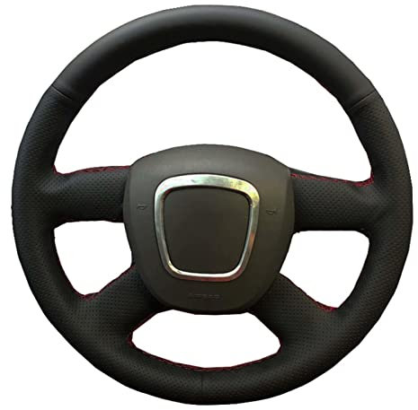JEZOE Handgenähter Lenkradbezug aus Leder, für Audi A3 8P Sportback A4 B8 A4 B7 A6 C6 4-Speichen 2003 2004 2005-2011 2012