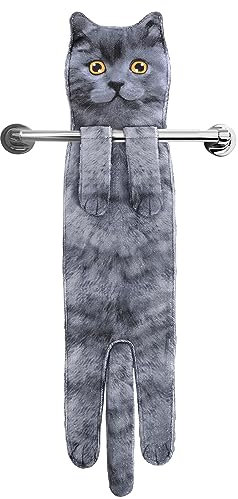 Lustige Katzen Handtücher für Küche und Badezimmer - Katze Deko Hängende Handtuch Waschlappen Muttertagsgeschenk Ostern Einweihungsgeschenk Geburtstagsgeschenk - Geschenke für Frauen Katzenliebhaber