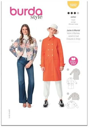Burda Paper Sewing Pattern 5992 Coats, Jackets 8-18 (34-44)