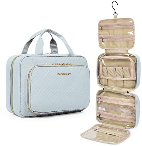 BAGSMART Kulturbeutel zum Aufhängen, Reise-Make-up-Organizer mit TSA-zugelassener transparenter Kosmetiktasche, Make-up-Tasche für Kulturartikel in voller Größe (hellblau, groß)