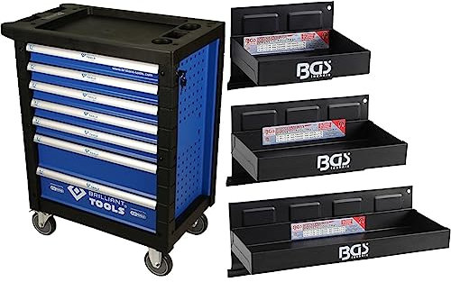 BRILLIANT TOOLS BT152900 Werkstattwagen mit 7 Schubladen, leer [Powered by KS TOOLS] & BGS 67150 | Magnet-Ablagen-Satz | 3-tlg. | 150/210 / 310 mm | Magnetschalen | Magnetische Ablage | Magnetkorb