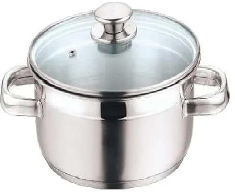 Nobel Stainless Steel Two Tone Casserole with Glass Vented Lid Heat Resistant Short Handles, Ideal for All Hobs. (Diameter 26 cm - 6 litres)