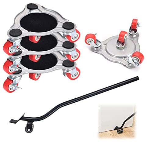 5 pièces Roulettes pour Meubles Charge Lourde, Lève-Meubles, Roulettes Pivotantes avec Frein à Pied, Rotatif à 360 Degrés, Charge de 400 kg, pour DéPlacer des Canapé, Commodes