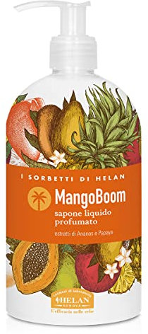 Helan, I Sorbetti MangoBoom - Sapone Liquido Mani Leggero e Profumato con Ananas e Papaya, Arricchito con Ingredienti Naturali per Lavaggi Frequenti, Detergente Liquido Rinfrescante e Delicato 500 ml