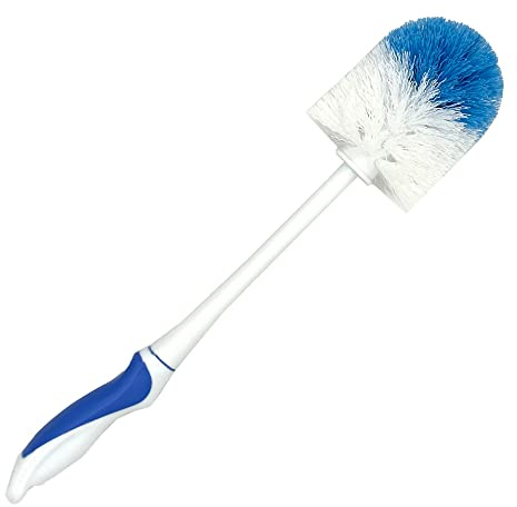 Rocky Mountain Goods Heavy Duty Round Toilet Brush - Sturdy Handle for Thorough Cleaning - All Plastic Construction Won't Rust - Ergonomic Handle - 15 Length - 3 Wide Head
