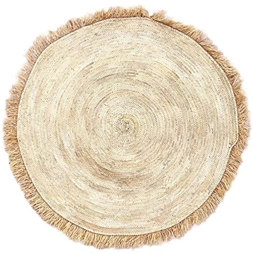 Marrakesch Runder Teppich Silva 140cm handgeknüpft aus Palmenblatt