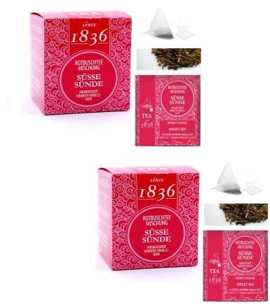 Tea Since 1836® | Rooibos Lampone e Vaniglia | Tè Rooibos Aromatizzato | Rooibos Senza Caffeina con Aromi di Frutta | Tè Rosso & Frutta - 2 x 15 Piramidi - (105 Gr)