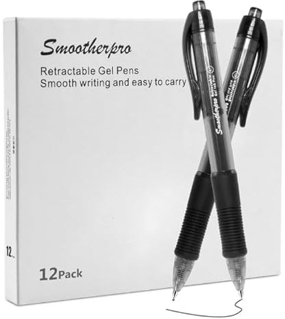 SMOOTHERPRO Kugelschreiber Einziehbarer Neutraler Stift 12er-Packung 0,7 mm Mittel Nachfüllbare schwarze neutrale Tinte Komfortabler Griff Glatte Schrift für Büro (RGP07)