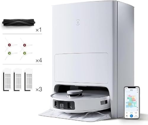 ECOVACS DEEBOT T20 OMNI 6000Pa Saugroboter, Auto-Mopp-Hebefunktion, Heißwasser-Mopp-Wäsche und Mopp-Trocknung+ Service Kit, 1*Hauptbürste, 4*Seitenbürste, 3*Antibakterielle Filter, Originalzubehör