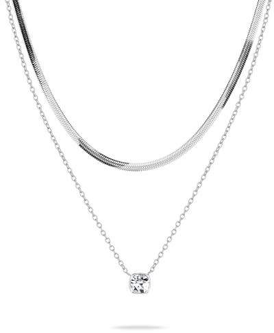 Tamaris Halsketten Layering Set für Damen, Halsschmuck einzeln tragbar und Größenverstellbar, wasserfest aus Edelstahl