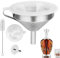 CENRF Imbuto Filtro Olio da Cucina, Set di Imbuto in Acciaio Inox - con Manico e Spazzola per la Pulizia Set di Setaccio a Maglia Fine 4 Pezzi - Colino per Grasso Alimentare Cucina
