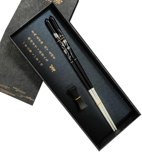 ZHOUXIAO Bêtises en Bois en Argent en Argent Sterling Et Baguettes De Repos À Bricking Coffret Cadeau Cadeau, Baguettes en Argent De Luxe Japonaises Réutilisables, Baguettes A