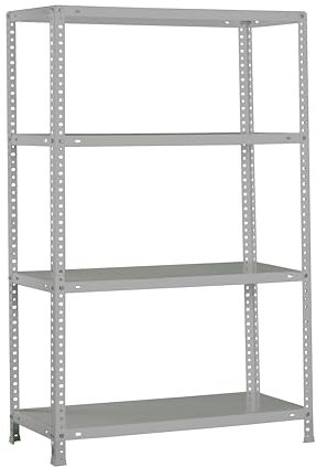 PROREGAL Schraubregal Panda MID | HxBxT 150x110x40cm | Fachlast 90kg | Grau | Regal Standregal Werkstattregal Lagerregal Kellerregal