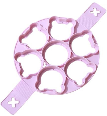 Silikon-Pfannkuchenform, Cartoon-Bär-Pfannkuchen-Maker, Spiegeleiformen, Silikon-Kochringe, 7 Fächer, multifunktionale Küchenhelfer für Omeletts, Pfannkuchen, Muffins, Burger