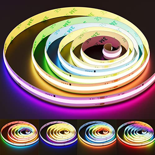 PAUTIX RGB Smart IC COB LED Streifen 5m,24V Farbwechselnde Pixel Adressierbare RGB LED Band, Mehrfarbige Flexible Licht für Heim DIY Beleuchtung Projekte(Kontroller & Adapter Separat Erhältlich)