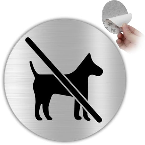 LEIASA | Señal Adhesiva Prohibido Perros - Diámetro Ø 100 mm - Grosor 0.8 mm - Aluminio - Rótulo de Prohibido Animales - Signo No Perros - Cartel Adhesivo 3M Sin Mascotas - Señal Prohibido Perros