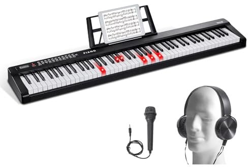 VEVOR 88 Teclas Piano de Teclado Digital Portátil, Teclas Semipesadas, 1000 Tonos, 1000 Ritmos con Altavoces Incorporados, Pedal de Sustain, Auriculares, Bluetooth, MIDI, USB para Principiantes