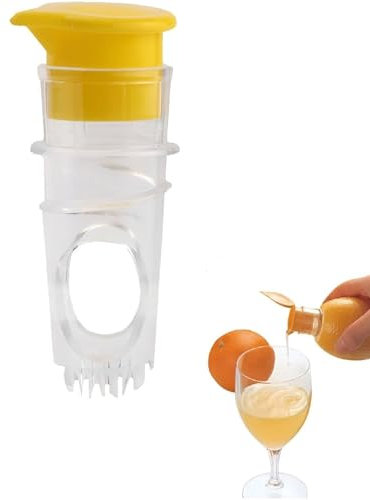 Manuelle Zitronenpresse aus BPA-freiem Kunststoff – Kompakte Zitruspresse mit Deckel, integriertem Filter und Zitronenausgießer für Limetten und Zitrusfrüchte.