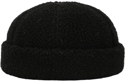 XINGLIDA Wollmütze, Vintage Hafenmütze, warme Mütze, Hip-Hop-Mütze, randloser, verstellbar, pelziger Totenkopf-Hut, Horn für Damen und H