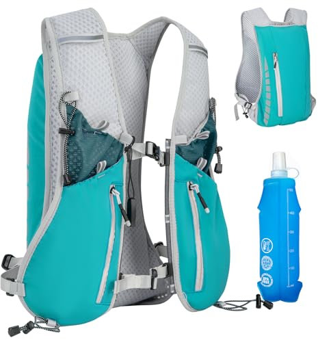 Sac à Dos de Course Ultraléger, Gilet Running avec Bouteille d'eau de 500 ML, Sac à Dos d'Hydratation, Réfléchissant Gilet Course a Pied Femme Homme pour Marathon, Cyclisme, Plein Air