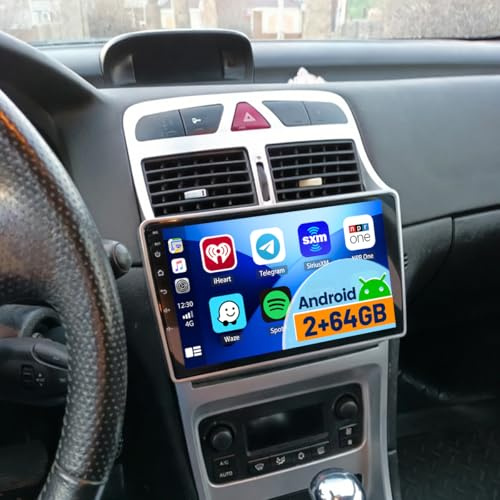 Fuluku 2+64G Android Autoradio pour Peugeot 307 307CC 307SW 2002-2013 Wireless Carplay Android Auto, Ecran Tactile 9 Pouces Poste Radio Voiture Bluetooth Stereo Con WiFi, GPS, Caméra de Recul, FM RDS