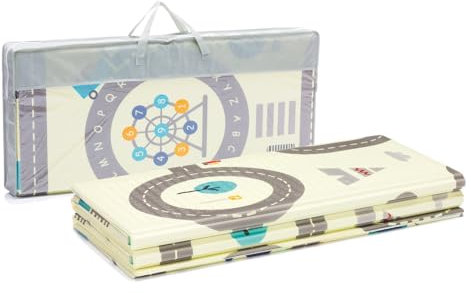 Fillikid Bodenmatte Straße 180x200 cm | rutschfeste Puzzlematte mit Straßenmotiv | sicher und bequem zum Krabbeln, Spielen und Entdecken | 2-in-1 Spielmatte pflegeleicht und strapazierfähig