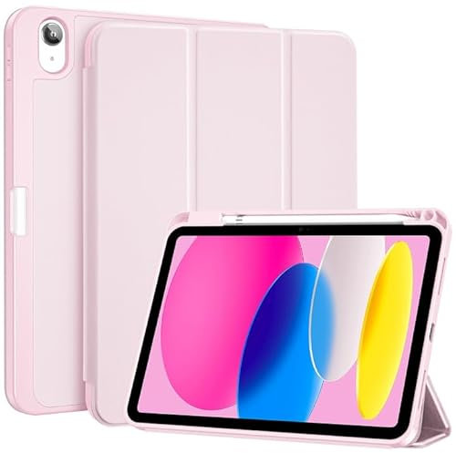 ProCase Hülle für iPad 10./11. Generation 2022 2025 (A16) Schutzhülle mit Stifthalter Leicht Dünn Smart Cover Hüllen -Hellrosa