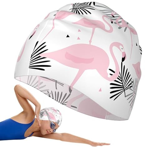 Cuffia da nuoto in silicone impermeabile, design antiscivolo, testa da nuoto a pelo lungo, cuffie flessibili e resistenti, comfort duraturo in piscina