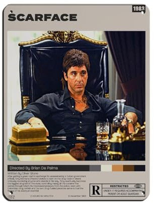 GJHTQLP Scarface Poster, Filmposter, Blechschild, Vintage, Metall, Pub, Club, Café, Bar, Zuhause, Wandkunst, Dekoration, Poster, 30 x 40 cm