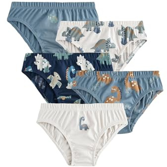 NEXT Jungen Unterhosen mit Print aus 100% Baumwolle, 5er-Pack Blue Dinosaur 134-140