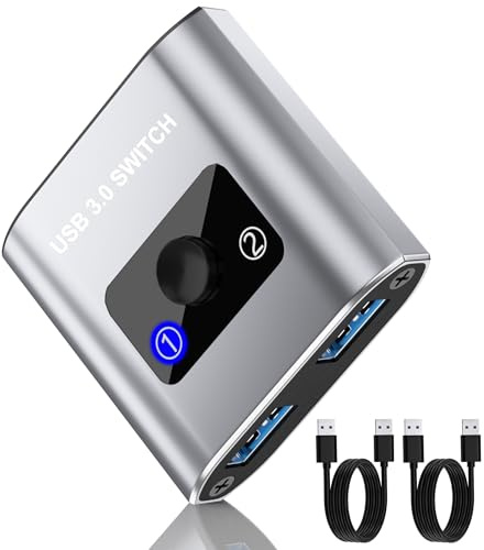 USB Switch. Bi-Directional USB 3.0 Switch Selector 1 in 2 Out/ 2 in 1 Out, Share USB Devices Between 2 Computers for Printer, Keyboard, Scanner, Mouse. Compatible with Mac/Win/Linux