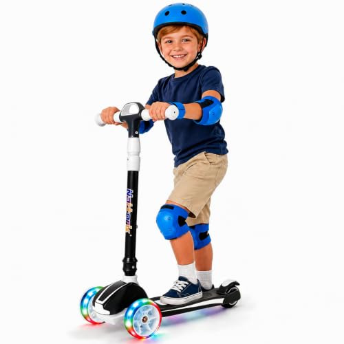 Nattork Roller Kinder 3-6 Jahre, 3 Räder Scooter Kinder mit LED Leuchtenden, 4 Höhenverstellung Kinderroller für Jungen Mädchen 2–5 Jahren, bis zu 100 kg Kinderscooter