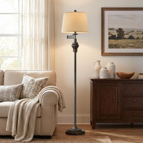 Lampadaire vintage avec bras oscillant réglable à 350° 61 pouces lampes
