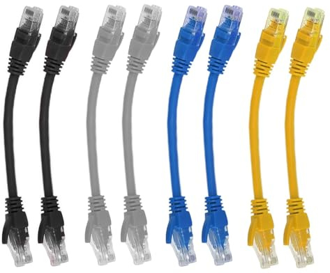 LYhsmg 8 Pcs Short Cat6 Ethernet Patch Cables 0.3m, Mixed Colour RJ45 LAN Network Cable, Gigabit Cat 6 Internet Cable for Router, Modem, Switch, Patch Panel, PC, TV and Office Use
