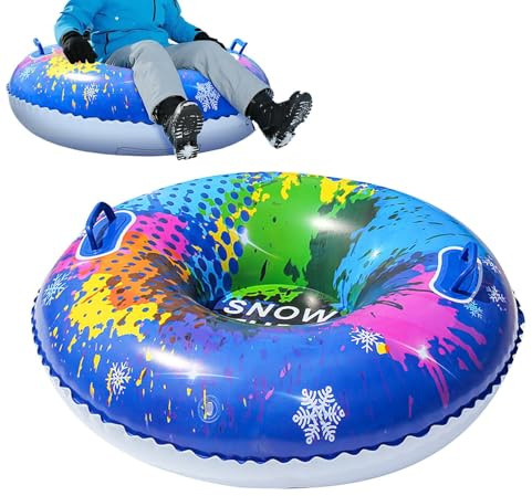 Aufblasbare Schlitten, Aufblasbarer Schneereifen Schlittens, 87cm PVC Schlitten Rodel Reifen Schlittens Mit Griffen, Kippsicherer Aufblasbarer Schlitte Für Wintersportarten, Rodelbahnen, Schneefelder