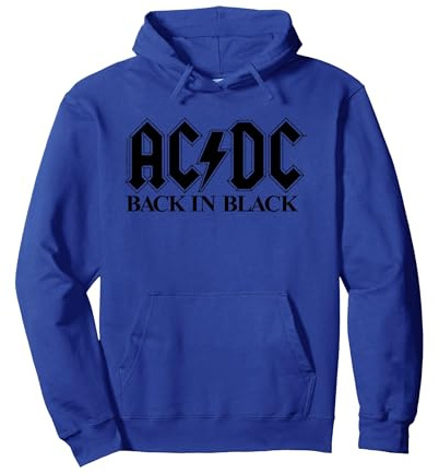 Offizielles AC/DC Logo Rock Musik Band Back In Black Pullover Hoodie, Unisex für Erwachsene, Königsblau, L