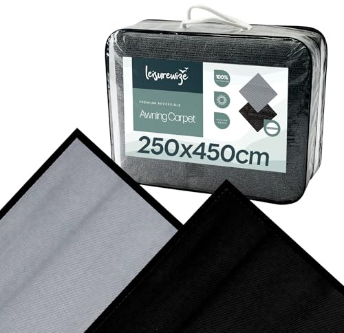 Leisurewize - Premium Awning Carpet – Breathable Caravan & Motorhome Carpet – Reversible Light Grey/Charcoal, Durable Outdoor Groundsheet Mat