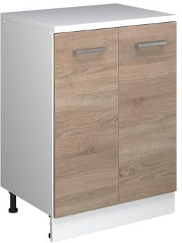 Vicco Erweiterungsschrank Rion, Sonoma/Weiß, 60 x 46 cm | ohne Schräge mit 2 Türen, kombinierbar mit Rion Dachschrägenschränken und Schrankmodulen