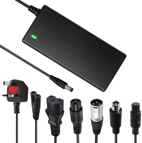 42V 2A Electric Scooter Charger for Xiaomi Ninebot Mobility Scooter Hoverboard Electric Bike for 36V Li-Ion Battery Fast Charger Universal with 6 Connectors UK 3 Pin