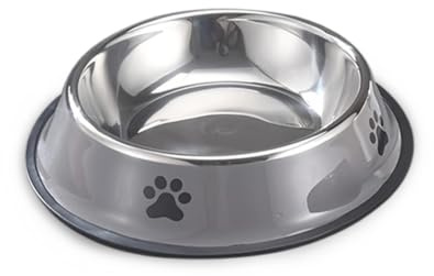 Stainless Steel Pet Bowl, Non-Slip Rubber Base Food Dish | Cat dog food and water dish, 16cm 18cm 20cm 22cm, stackable, dishwasher safe(GRAY,I)