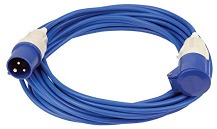 15m Long Caravan Motorhome Camping Electric Hook Up Cable Extension Lead - Blue
