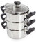 Morphy Richards Equip 970008, 3 Tier Steamer with Tempered Glass Lid, Stainless Steel, 18 cm