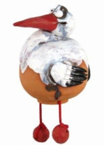 Keramik Gartenstecker Gartenkugel Blumenstecker Beetstecker Storch