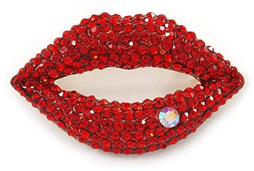 Avalaya - Broche en plaqué or avec cristaux rouges - 50 mm