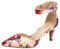 DREAM PAIRS Womens Court Shoes Pointed Toe Low Kitten Heel Ladies Pumps Ankle Strap Dress Sandals,Size 9,Floral,LOWPOINTED